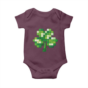 Funny St Patricks Day Shamrock Building Blocks Bricks Baby Onesie TS11 Maroon Print Your Wear