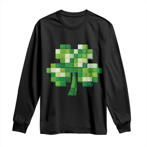 Funny St Patricks Day Shamrock Building Blocks Bricks Long Sleeve Shirt TS11 Black Print Your Wear