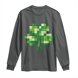 Funny St Patricks Day Shamrock Building Blocks Bricks Long Sleeve Shirt TS11 Dark Heather Print Your Wear