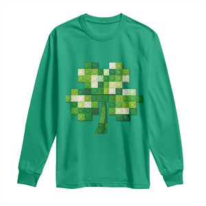 Funny St Patricks Day Shamrock Building Blocks Bricks Long Sleeve Shirt TS11 Irish Green Print Your Wear