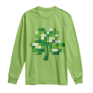 Funny St Patricks Day Shamrock Building Blocks Bricks Long Sleeve Shirt TS11 Lime Print Your Wear