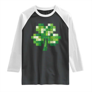 Funny St Patricks Day Shamrock Building Blocks Bricks Raglan Shirt TS11 Black White Print Your Wear