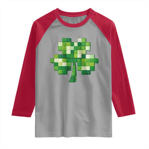 Funny St Patricks Day Shamrock Building Blocks Bricks Raglan Shirt TS11 Sport Gray Red Print Your Wear