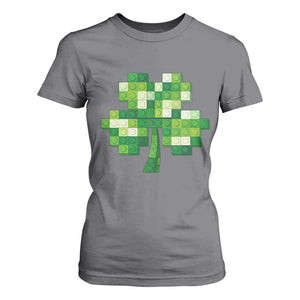 Funny St Patricks Day Shamrock Building Blocks Bricks T Shirt For Women TS11 Charcoal Print Your Wear