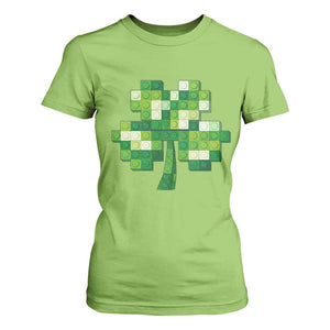 Funny St Patricks Day Shamrock Building Blocks Bricks T Shirt For Women TS11 Lime Print Your Wear