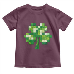 Funny St Patricks Day Shamrock Building Blocks Bricks Toddler T Shirt TS11 Maroon Print Your Wear