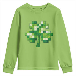 Funny St Patricks Day Shamrock Building Blocks Bricks Youth Sweatshirt TS11 Lime Print Your Wear