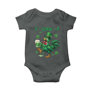 Funny F Caw F Chicken St Patricks Day Baby Onesie Irish Beer Drinking Shamrock Print TS11 Dark Heather Print Your Wear