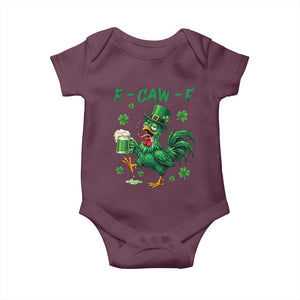 Funny F Caw F Chicken St Patricks Day Baby Onesie Irish Beer Drinking Shamrock Print TS11 Maroon Print Your Wear