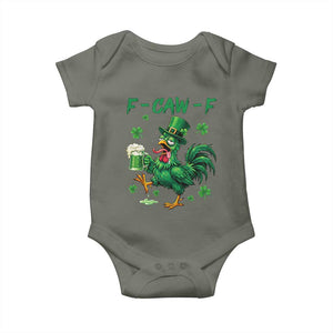 Funny F Caw F Chicken St Patricks Day Baby Onesie Irish Beer Drinking Shamrock Print TS11 Military Green Print Your Wear