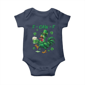 Funny F Caw F Chicken St Patricks Day Baby Onesie Irish Beer Drinking Shamrock Print TS11 Navy Print Your Wear