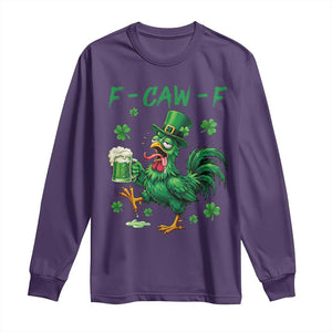 Funny F Caw F Chicken St Patricks Day Long Sleeve Shirt Irish Beer Drinking Shamrock Print TS11 Purple Print Your Wear