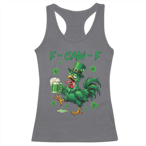Funny F Caw F Chicken St Patricks Day - Racerback Tank Top Charcoal Print Your Wear