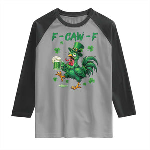 Funny F Caw F Chicken St Patricks Day Raglan Shirt Irish Beer Drinking Shamrock Print TS11 Sport Gray Black Print Your Wear