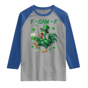 Funny F Caw F Chicken St Patricks Day Raglan Shirt Irish Beer Drinking Shamrock Print TS11 Sport Gray Royal Print Your Wear