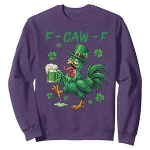 Funny F Caw F Chicken St Patricks Day Sweatshirt Irish Beer Drinking Shamrock Print TS11 Purple Print Your Wear