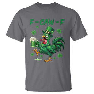 Funny F Caw F Chicken St Patricks Day T Shirt - Irish Beer Drinking Shamrock Print Tee TS11 Charcoal Print Your Wear