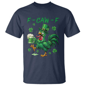 Funny F Caw F Chicken St Patricks Day T Shirt - Irish Beer Drinking Shamrock Print Tee TS11 Navy Print Your Wear