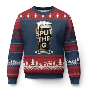Funny Irish Beer Slit The G Ugly Christmas Sweater Stout Beer Drinking Lover TS11 Navy Red Print Your Wear