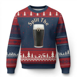 Funny Irish Beer Split The G Ugly Christmas Sweater St Patricks Day Stout Beer Drinking Day TS11 Navy Red Print Your Wear