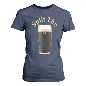 Funny Irish Beer Split The G T Shirt For Women St Patricks Day Stout Beer Drinking Day TS11 Navy Print Your Wear