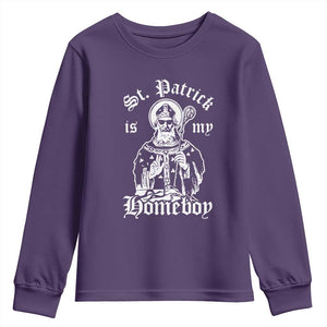 Saint Patrick Is My Homeboy Youth Sweatshirt Funny St Patricks Day TS11 Purple Print Your Wear