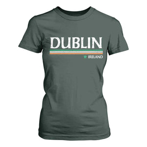 Dublin Ireland T Shirt For Women Ireland Flag Souvenirs St Patricks Day Shamrock TS11 Dark Forest Green Print Your Wear