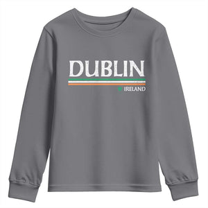 Dublin Ireland Youth Sweatshirt Ireland Flag Souvenirs St Patricks Day Shamrock TS11 Charcoal Print Your Wear