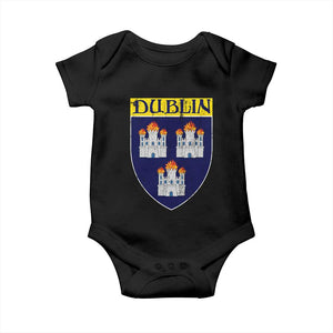 Dublin Ireland Baby Onesie The Coat of Arms of Dublin Three Burning Castles TS11 Black Print Your Wear