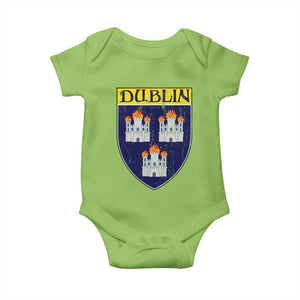 Dublin Ireland Baby Onesie The Coat of Arms of Dublin Three Burning Castles TS11 Lime Print Your Wear