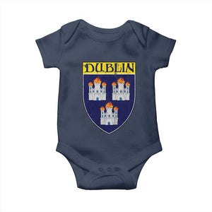 Dublin Ireland Baby Onesie The Coat of Arms of Dublin Three Burning Castles TS11 Navy Print Your Wear