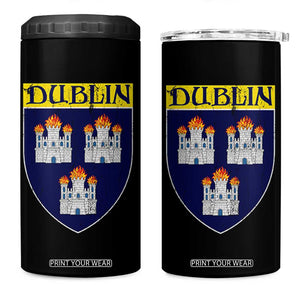 Dublin Ireland 4 in 1 Can Cooler Tumbler The Coat of Arms of Dublin Three Burning Castles TS11 One Size: 16 oz Black Print Your Wear
