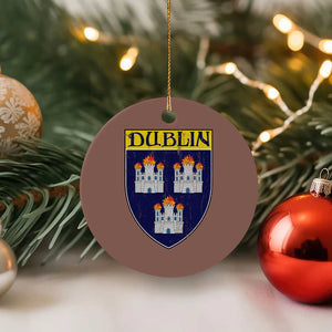 Dublin Ireland Ceramic Ornament The Coat of Arms of Dublin Three Burning Castles TS11 1pc Mocha Print Your Wear