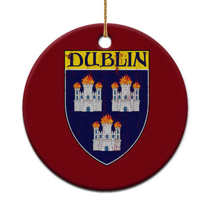 Dublin Ireland Ceramic Ornament The Coat of Arms of Dublin Three Burning Castles TS11 1pc Red Print Your Wear