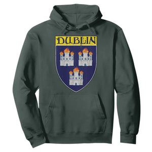 Dublin Ireland Hoodie The Coat of Arms of Dublin Three Burning Castles TS11 Dark Forest Green Print Your Wear