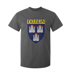 Dublin Ireland T Shirt For Kid The Coat of Arms of Dublin Three Burning Castles TS11 Dark Heather Print Your Wear