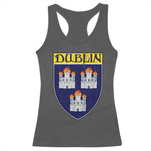 Dublin Ireland Racerback Tank Top The Coat of Arms of Dublin Three Burning Castles TS11 Dark Heather Print Your Wear