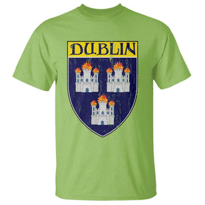Dublin Ireland T Shirt The Coat of Arms of Dublin Three Burning Castles TS11 Lime Print Your Wear