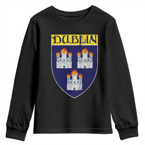 Dublin Ireland Youth Sweatshirt The Coat of Arms of Dublin Three Burning Castles TS11 Black Print Your Wear