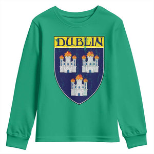 Dublin Ireland Youth Sweatshirt The Coat of Arms of Dublin Three Burning Castles TS11 Irish Green Print Your Wear