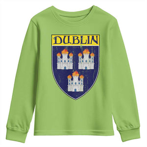 Dublin Ireland Youth Sweatshirt The Coat of Arms of Dublin Three Burning Castles TS11 Lime Print Your Wear