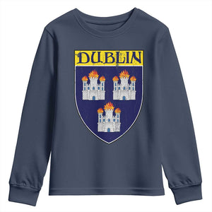 Dublin Ireland Youth Sweatshirt The Coat of Arms of Dublin Three Burning Castles TS11 Navy Print Your Wear