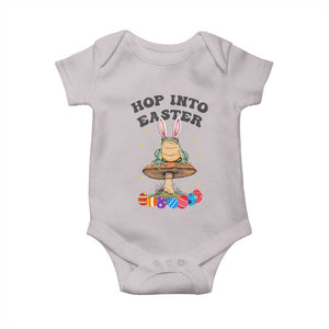 Funny Hop Into Easter Baby Onesie Easter Day Frog Bunny Egg TS11 Ice Gray Print Your Wear