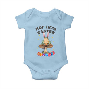 Funny Hop Into Easter Baby Onesie Easter Day Frog Bunny Egg TS11 Light Blue Print Your Wear