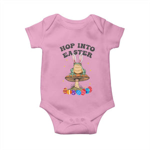 Funny Hop Into Easter Baby Onesie Easter Day Frog Bunny Egg TS11 Light Pink Print Your Wear