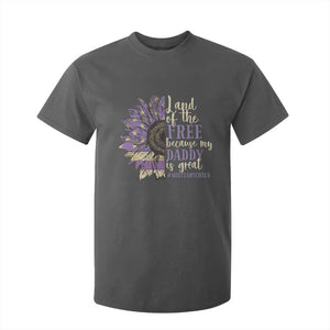 Military Child Month T Shirt For Kid Land Of The Free Because My Daddy Is Great Purple Sunflower TS11 Dark Heather Print Your Wear