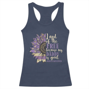 Military Child Month Racerback Tank Top Land Of The Free Because My Daddy Is Great Purple Sunflower TS11 Navy Print Your Wear
