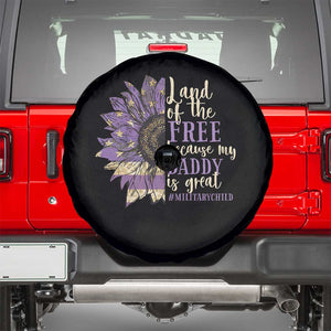 Military Child Month Spare Tire Cover Land Of The Free Because My Daddy Is Great Purple Sunflower TS11 Black Print Your Wear