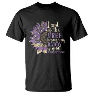 Military Child Month T Shirt Land Of The Free Because My Daddy Is Great Purple Sunflower TS11 Black Print Your Wear