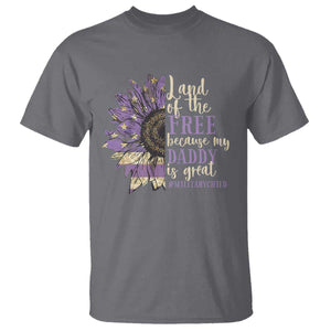 Military Child Month T Shirt Land Of The Free Because My Daddy Is Great Purple Sunflower TS11 Charcoal Print Your Wear